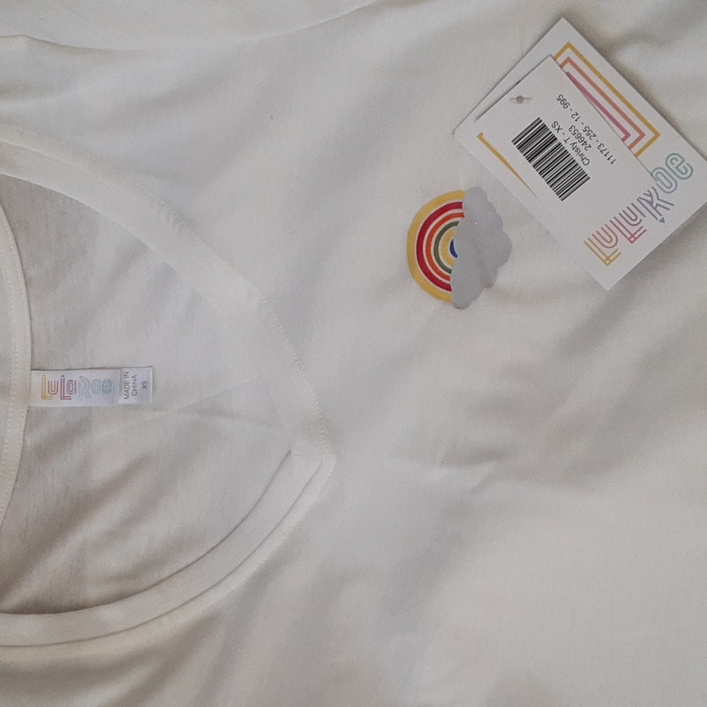New Lularoe Christy T XS . White Rainbow 🌈 ☁️